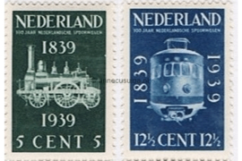 Nederland NVPH 325-326 Postfris 100 jaar spoorwegen in Nederland 1939