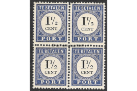 Nederland NVPH P15 (Blokje van 4) Postfris (1 1/2 cent) Cijfer en waarde zwart 1894-1910