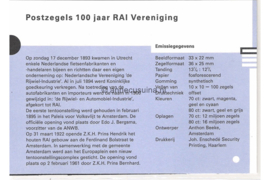 Nederland NVPH M103 (PZM103) Postfris Postzegelmapje 100 jaar Vereniging RAI 1993