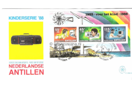 Nederlandse Antillen (Postdienst) NVPH E206a (E206APO) Onbeschreven 1e Dag-enveloppe Blok Kinderzegels 1988