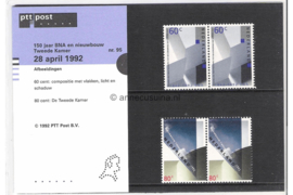 Nederland NVPH M95 (PZM95) Postfris Postzegelmapje 150 jaar Bond Architecten BNA en Nieuwbouw Tweede Kamer 1992