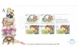 Nederland NVPH E189a Onbeschreven 1e Dag-enveloppe Blok Kinderzegels 1980