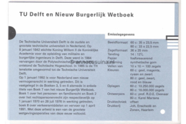Nederland NVPH M90 (PZM90) Postfris Postzegelmapje 150 jaar Technische Universiteit Delft, Nieuw Burgerlijk Wetboek 1992