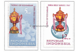 Indonesië Zonnebloem 583-584 Postfris De Wereldkampioenschappen Badminton om de Thomas Cup 1967