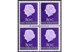 Nederland NVPH 634b Postfris FOSFOR (80 cent) (Blokje van vier) Koningin Juliana En Profil Lage waarden 1953-1967