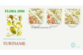 Republiek Suriname Zonnebloem E139 A en B Onbeschreven 1e Dag-enveloppe Surinaamse bloemen op 2 enveloppen 1990