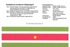 Republiek Suriname Zonnebloem Presentatiemapje PTT nr 36 en 36A Postfris Postzegelmapje Antieke en moderne vliegtuigen 1987