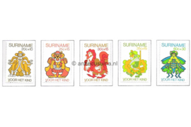 Republiek Suriname Zonnebloem 224-228 Postfris Kinderzegels met toeslag ten bate van het kind; Afbeeldingen van figuren uit Surinaamse vertellingen 1980