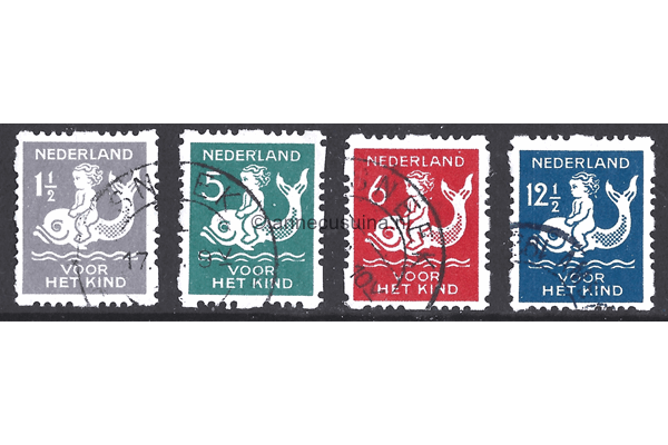 Nederland NVPH R82-R85 Gestempeld FOTOLEVERING Vierzijdige roltanding Kinderzegels 1929