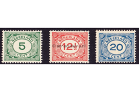 Nederland NVPH 107-109 Gestempeld Cijfer Vurtheim 1921-1922