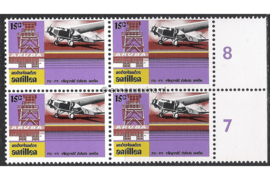 Nederlandse Antillen NVPH 509 Postfris (15 cent) (Blokje van vier) MET VELRAND 40 jaar Luchthaven Aruba 1975