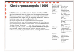 Nederland NVPH M42 (PZM42) Postfris Postzegelmapje Kinderzegels 1986