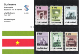 Republiek Suriname Zonnebloem Presentatiemapje PTT nr 120 Postfris Postzegelmapje Met afbeeldingen van moskeeën in de wereld 1997
