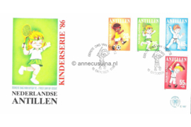 Nederlandse Antillen (Postdienst) NVPH E187 (E187PO) Onbeschreven 1e Dag-enveloppe Kinderzegels, sport 1986