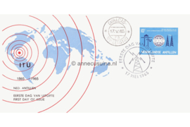 Nederlandse Antillen NVPH E35b (Uitgave met kaart blauw rode cirkels) Onbeschreven 1e Dag-enveloppe 100 jaar U.I.T. 1965