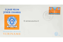 Republiek Suriname Zonnebloem E185 Onbeschreven 1e Dag-enveloppe Ter gelegenheid van 25 jaar Nilom Junior Chamber 1995