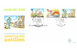 Nederlandse Antillen NVPH E224a+b Onbeschreven 1e Dag-enveloppe Kinderzegels op 2 enveloppen 1990