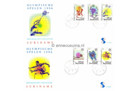 Republiek Suriname Zonnebloem E194 A en B Onbeschreven 1e Dag-enveloppe Olympische Centennial Zomerspelen te Atlanta op 2 enveloppen 1996