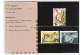 Nederland NVPH M54 (PZM54) Postfris Postzegelmapje Zomerzegels, mens en dierentuin 1988