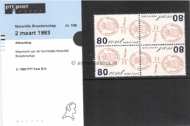 Nederland NVPH M106 (PZM106) Postfris Postzegelmapje 150 jaar Notarieel Broederschap 1993