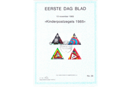Nederland Huisman EDB39 (NVPH 1340-1343) Eerstedagblad Kinderzegels, kind en verkeer 1985