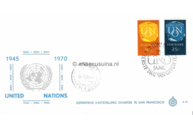 Suriname (Windroos) NVPH E76 (E76W) Onbeschreven 1e Dag-enveloppe 25 jaar Verenigde Naties (U.N.O.) 1970