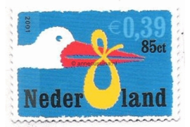 Nederland NVPH 1985 Postfris (Doorgestanst) (0,39/0,85) Geboortezegel in dubbele waarde 2001