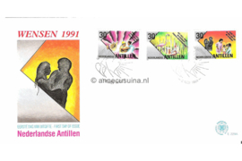 Nederlandse Antillen NVPH E229 Onbeschreven 1e Dag-enveloppe Wenszegels op 2 enveloppen 1991