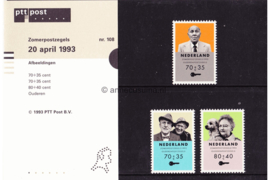 Nederland NVPH M108 (PZM108) Postfris Postzegelmapje Zomerzegels, ouderenzegels 1993