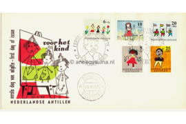 Nederlandse Antillen NVPH E27c (Uitgave met drie gestileerde kinderen) Onbeschreven 1e Dag-enveloppe Kinderpostzegels. Kindertekeningen 1963