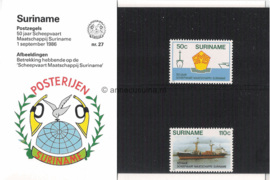 Republiek Suriname Zonnebloem Presentatiemapje PTT nr 27 Postfris Postzegelmapje 50 jaar Scheepvaart Maatschappij Suriname 1986