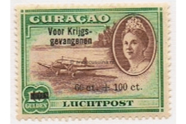 Curaçao NVPH LP43 Postfris (60+100 cent op 10 gulden) Voor Krijgsgevangenen. Luchtpostzegels van de uitgifte 1942 overdrukt in zwart 1943