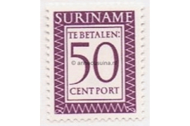 NVPH P55 Postfris (50 cent) Cijfer en waarde in rechthoek. Inschrift Suriname 1956