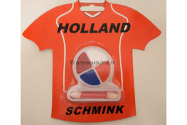 Holland Schmink Kleuren Rood, Wit, Blauw & Oranje met kwastje