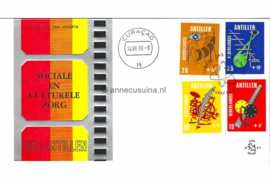 Nederlandse Antillen (Lion) NVPH E61 (E61L) Onbeschreven 1e Dag-enveloppe  Culturele en Sociale Instellingen 1970