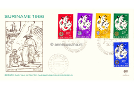Suriname (Palmboom) NVPH E46 (E46P) Onbeschreven 1e Dag-enveloppe Paasweldadigheidszegels 1966