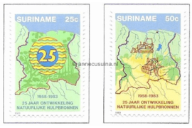 Republiek Suriname Zonnebloem 354-355 Postfris 25 jaar ontwikkeling van de natuurlijke bronnen van Suriname 1983
