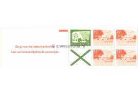 Republiek Suriname Zonnebloem PB 1b Gestempeld Postzegelboekje 4 x 35 ct + 1 x 10 ct + groen adreaskruis  en met tekst 1976