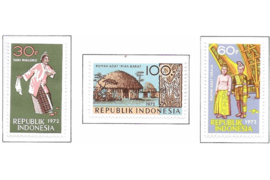 Indonesië Zonnebloem 728-730 Postfris De Indonesische kunst en kultuur (1e serie) 1972