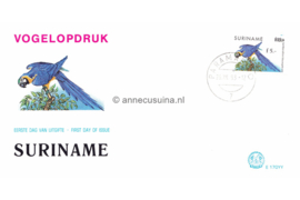 Republiek Suriname Zonnebloem E170 YY Onbeschreven 1e Dag-enveloppe Vogels, Zegel nr 686 overdrukt met f5,- in zwart 1993