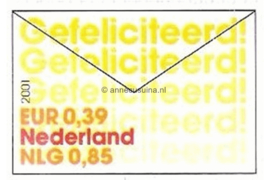 Nederland NVPH 2002 Gestempeld (0,39 euro/85 cent) Zegels uit postzegelboekje "10 om te feliciteren" (PB71) in dubbele waarde 2001