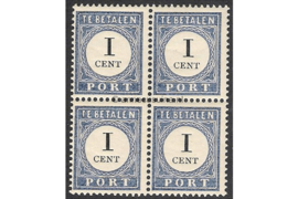 NVPH P14 (Blokje van vier) Postfris (1 cent) Cijfer en waarde zwart 1894-1910