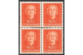 Suriname NVPH 293 Postfris (50 cent) (Blokje van vier) Koningin Juliana ("En face") 1951