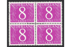 Nederland NVPH 775 Ongebruikt(50%)/Postfris(50%) (8 cent) (Blokje van vier) Frankeerzegels gedrukt op fluorescerend papier (Gouda zegels) 1962