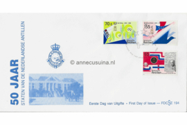 Nederlandse Antillen (SE-serie) NVPH E201 (E201S met nr. E194) Onbeschreven 1e Dag-enveloppe 50 jaar Staten van de Nederlandse Antillen 1988