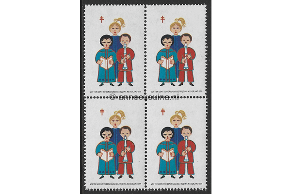 Nederland Postfris (15 cent) (Blokje van vier) Tuberculose Bestrijding Nederland "Tuberculosezegels" 1971