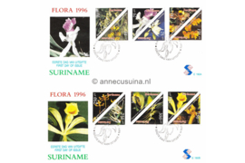 Republiek Suriname Zonnebloem E190 A en B Onbeschreven 1e Dag-enveloppe Orchideeën op 2 enveloppen 1995