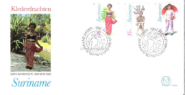 Republiek Suriname Zonnebloem E39A en B Onbeschreven 1e Dag-enveloppe Klederdrachten Suriname op 2 enveloppen 1980