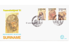 Republiek Suriname Zonnebloem E146 Onbeschreven 1e Dag-enveloppe Paasweldadigheidszegels 1991