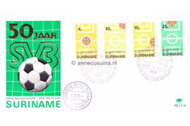 Suriname (Palmboom) NVPH E78 (E78P) Onbeschreven 1e Dag-enveloppe 50 jaar Surinaamse Voetbalbond 1970